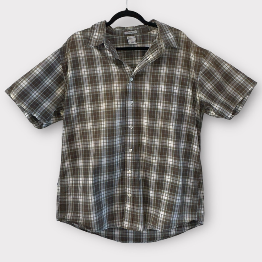 Old Navy Men's Plaid Short Sleeve Button-Up Shirt - Vintage Fit size XL